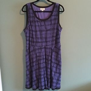 Unique plaid stretch lace sleeveless dress